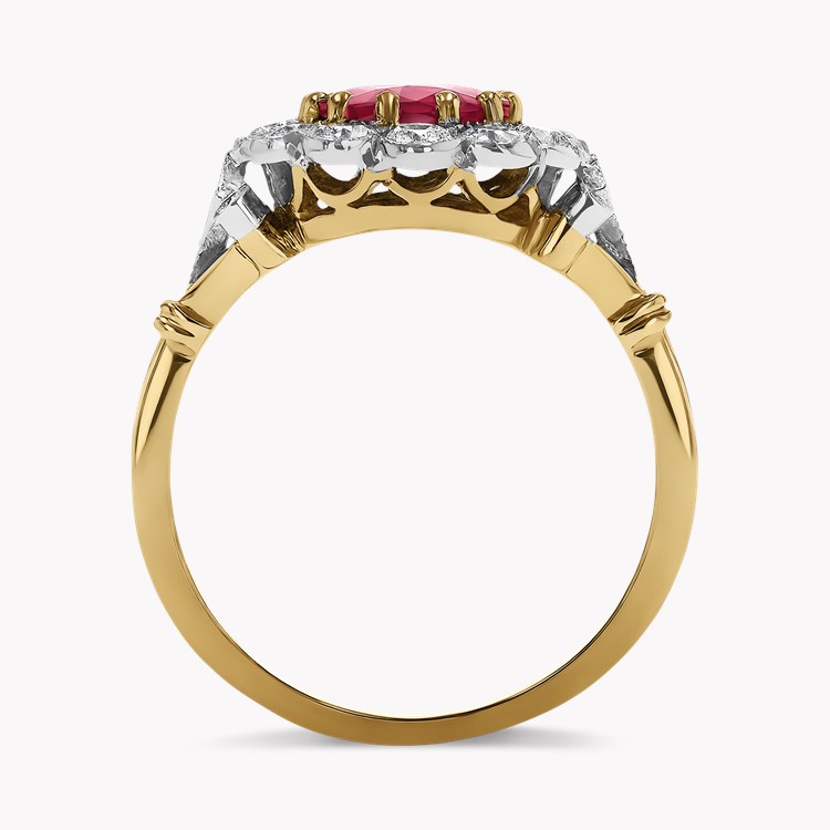 Edwardian Inspired Cushion Cut 1.17ct Ruby and Diamond Cluster Ring Cushion & Brilliant Cut, Claw Set_3