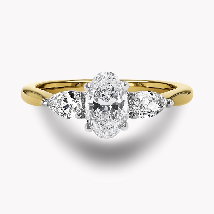 Classic 0.70ct Oval and Pearshape Diamond Three Stone Ring Oval Cut, Claw Set_2