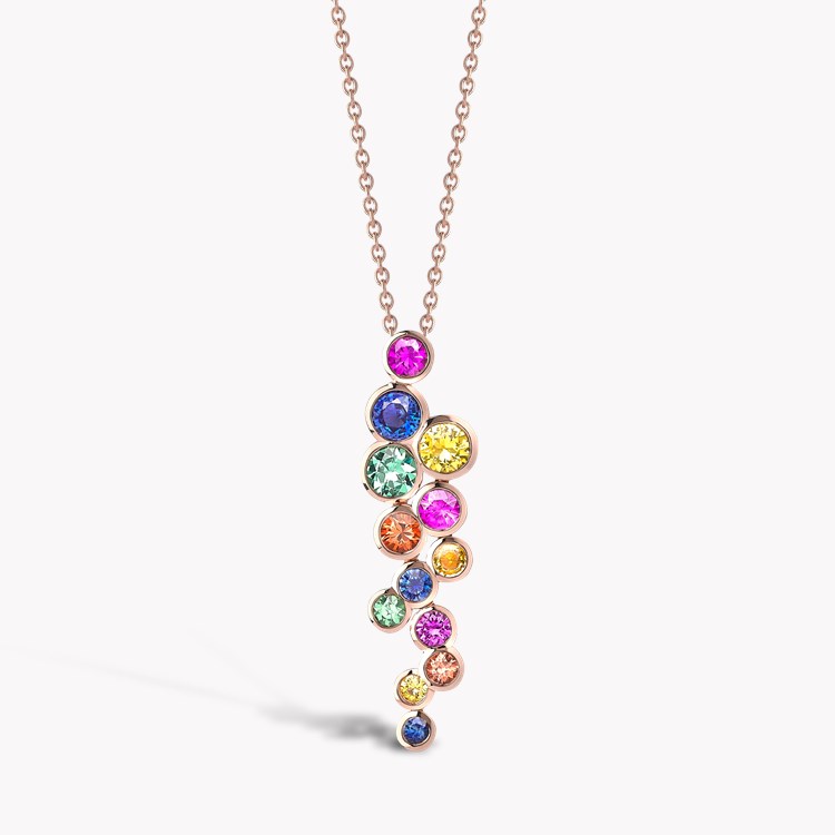 Bubbles Multi-Coloured Sapphire Drop Pendant Brilliant Cut, Rubover Set_1