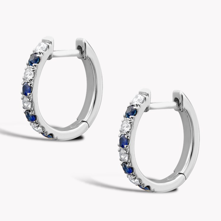 Sapphire & Diamond Half Hoop Earrings Brilliant cut, Claw set_3