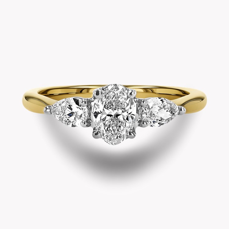 Classic 0.50ct Oval and Pearshape Diamond Three Stone Ring Oval Cut, Claw Set_2