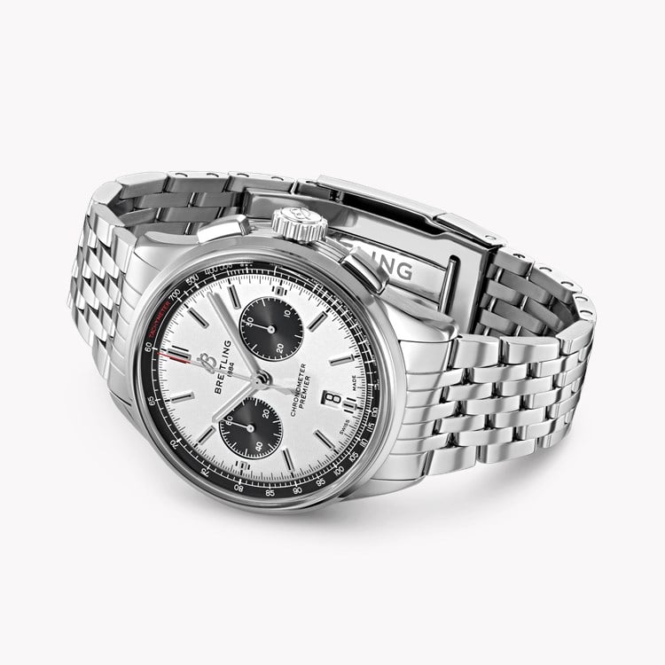 Breitling Premier B01 Chronograph AB0118221G1A1 Watch 42mm Silver Dial Baton Numerals