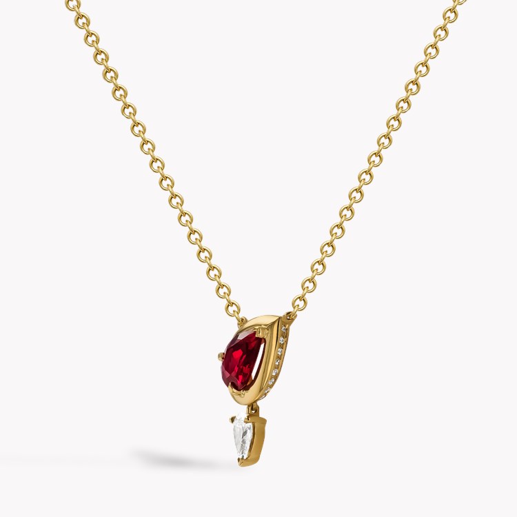 Skimming Stone 1.01ct Ruby and Diamond Drop Pendant Pearshape, Claw Set_2