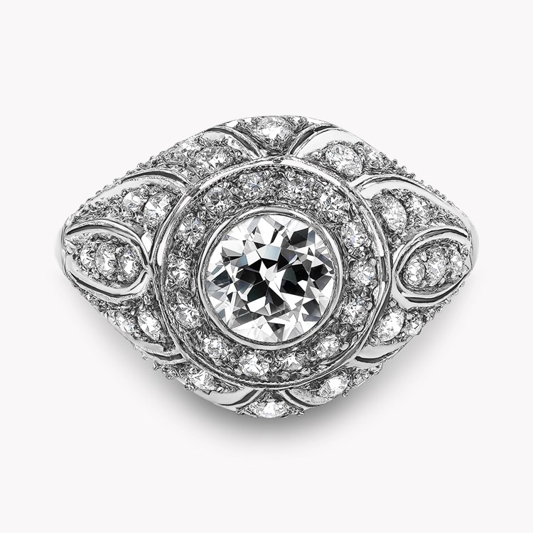 Retro Old Cut 0.90ct Diamond Bombé Ring Old European Cut, Rubover Set_2