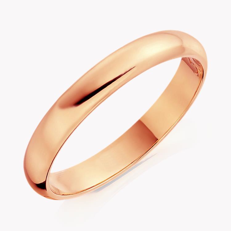 3mm D-Shape Wedding Ring in 18ct Rose Gold | Pragnell