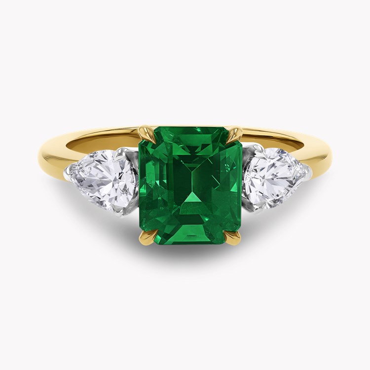 Octagon Cut 2.17ct Brazilian Emerald and Diamond Three Stone Ring Octagon Cut, Claw Set_2