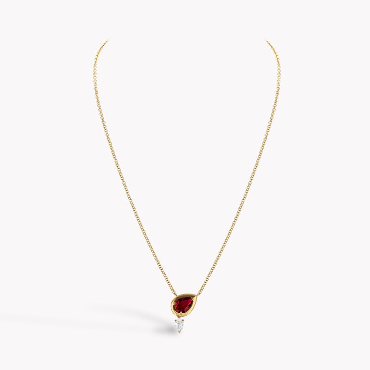 Skimming Stone 1.01ct Ruby and Diamond Drop Pendant Pearshape, Claw Set_3