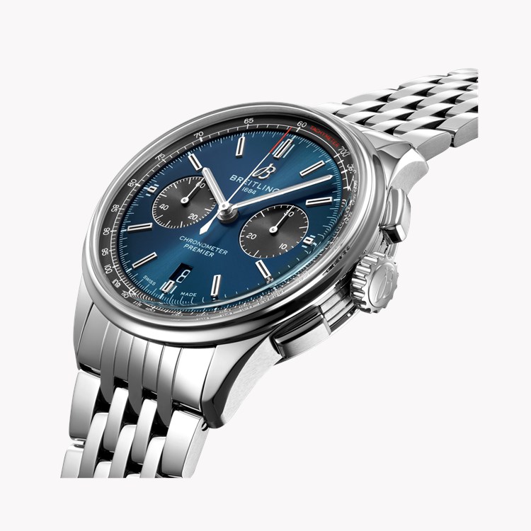 Breitling Premier B01 Chronograph AB0118A61C1A1 Watch 42mm Blue Dial Baton Numerals