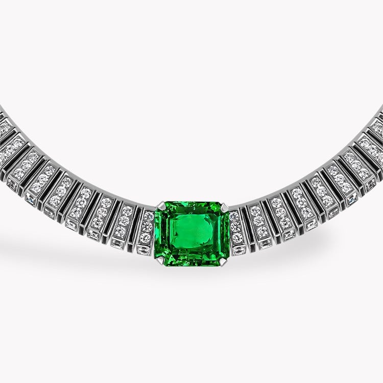 Masterpiece 18.99ct Muzo Emerald, Diamond and Onyx Collar Emerald Cut, Claw Set_2