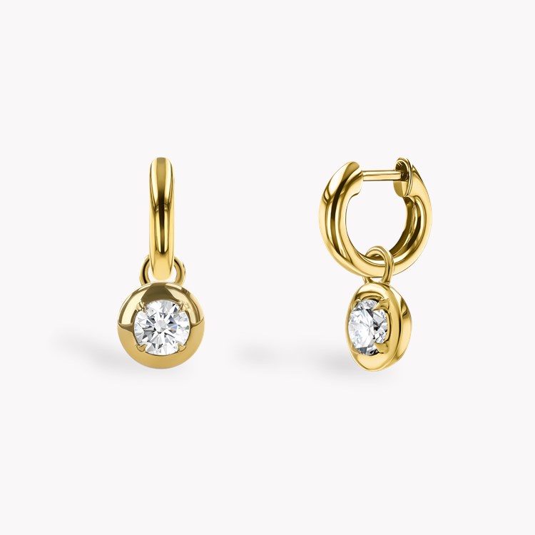 Skimming Stone 1.00ct Diamond Drop Hoop Earrings Brilliant cut, Claw set_1