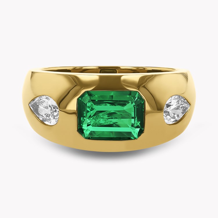 Stellar 1.31ct Emerald and Diamond Bombé Ring Octagon Cut, Rubover Set_2