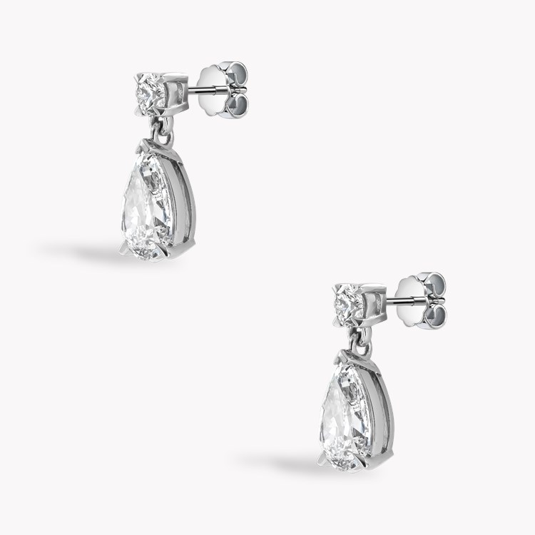 Colourless Pear Diamond Drop Earrings Pear Cut, Claw Set_2