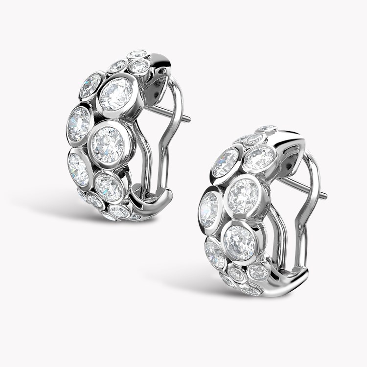 Bubbles Diamond Hoop Earrings 3.75ct in 18ct White Gold