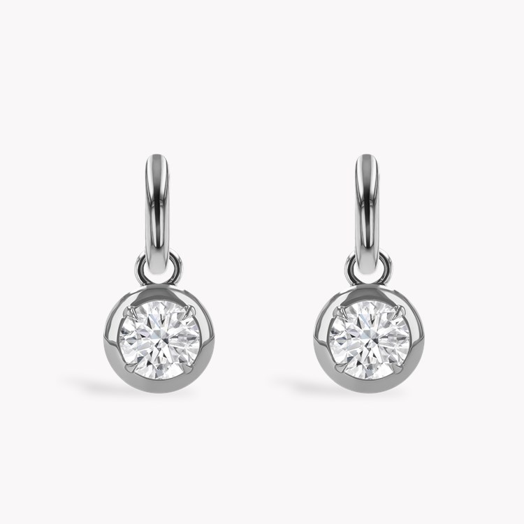 Skimming Stone 2.24ct Diamond Drop Hoop Earrings Brilliant cut, Claw set_2