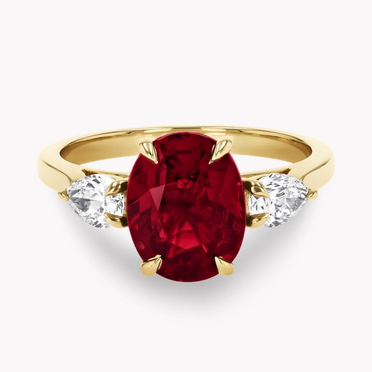 Mozambique 3.03ct Ruby and Diamond Three Stone Ring Oval Cut, Claw Set_2