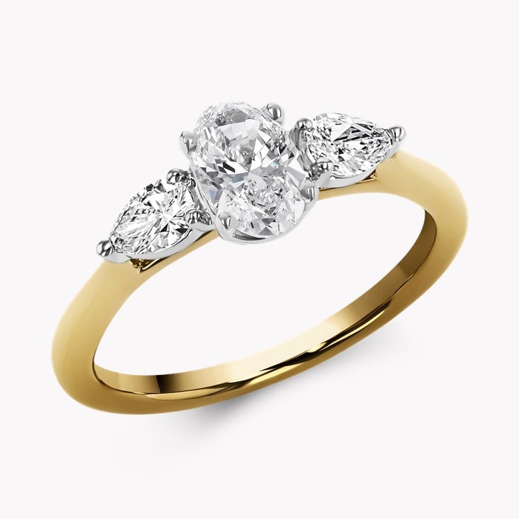 Classic 0.70ct Oval and Pearshape Diamond Three Stone Ring Oval Cut, Claw Set_1