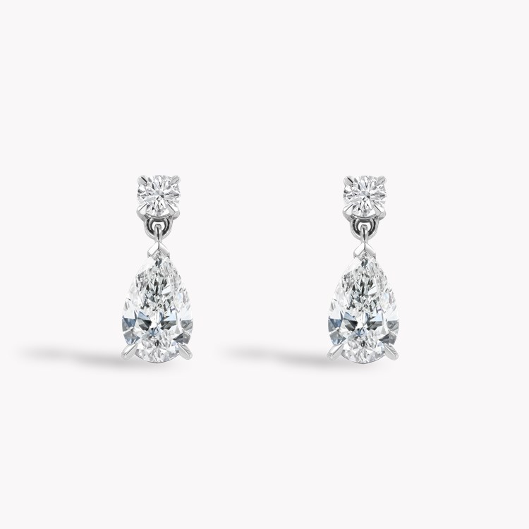 Colourless Pear Diamond Drop Earrings Pear Cut, Claw Set_1