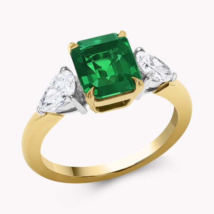 Octagon Cut 2.17ct Brazilian Emerald and Diamond Three Stone Ring Octagon Cut, Claw Set_1