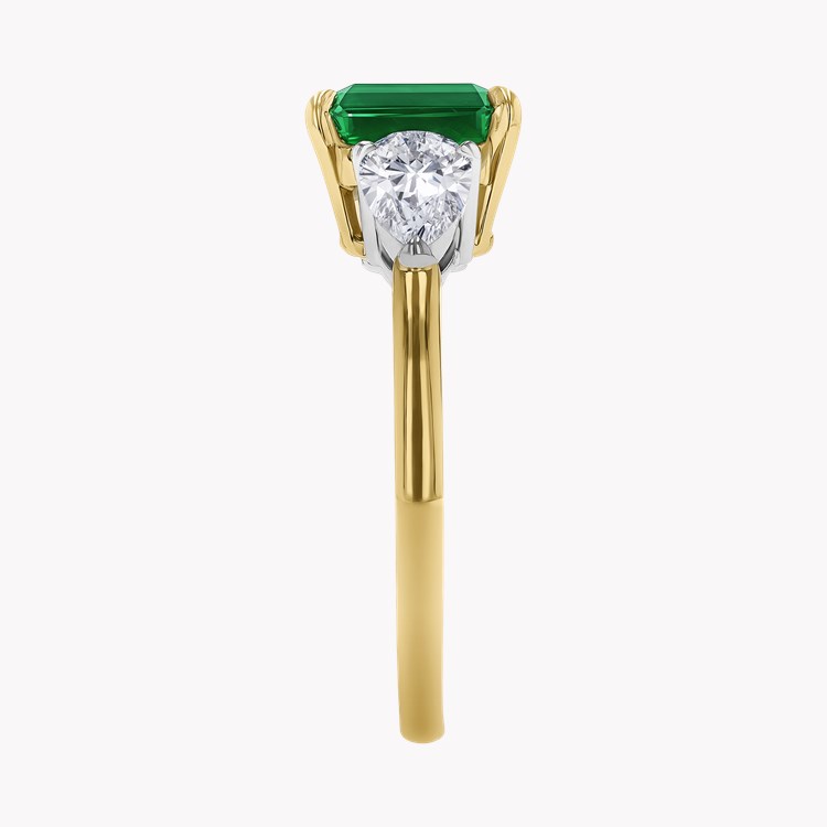 Octagon Cut 2.17ct Brazilian Emerald and Diamond Three Stone Ring Octagon Cut, Claw Set_4