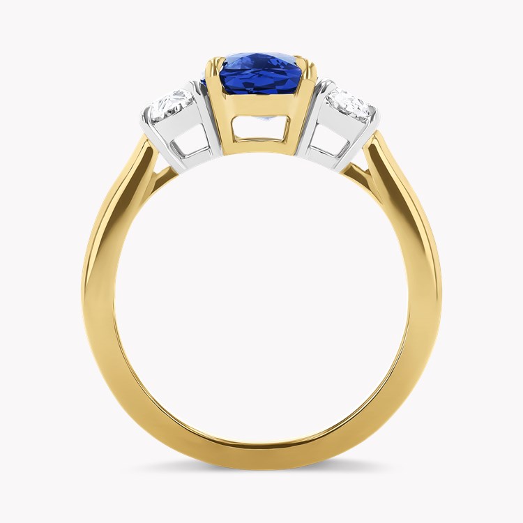 Oval Cut 2.56ct Sapphire and Diamond Three Stone Ring Oval Cut, Claw Set_3