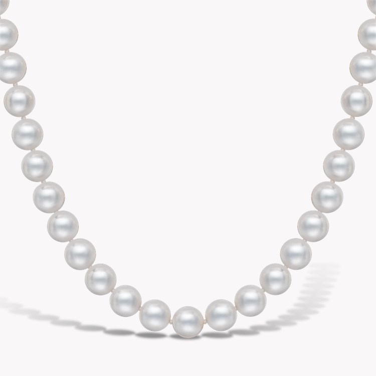 Akoya Pearl Necklace Silk Knotted Row with White Gold Clasp_2