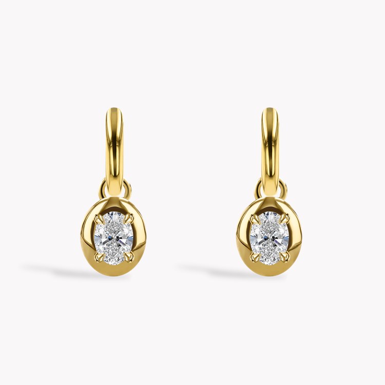 Skimming Stone 1.01ct Oval Diamond Hoop Drop Earrings Oval Cut, Claw Set_2