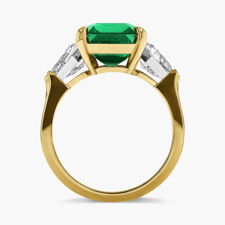 Masterpiece 4.85ct Colombian Emerald and Diamond Three Stone Ring Octagon Cut, Claw Set_3