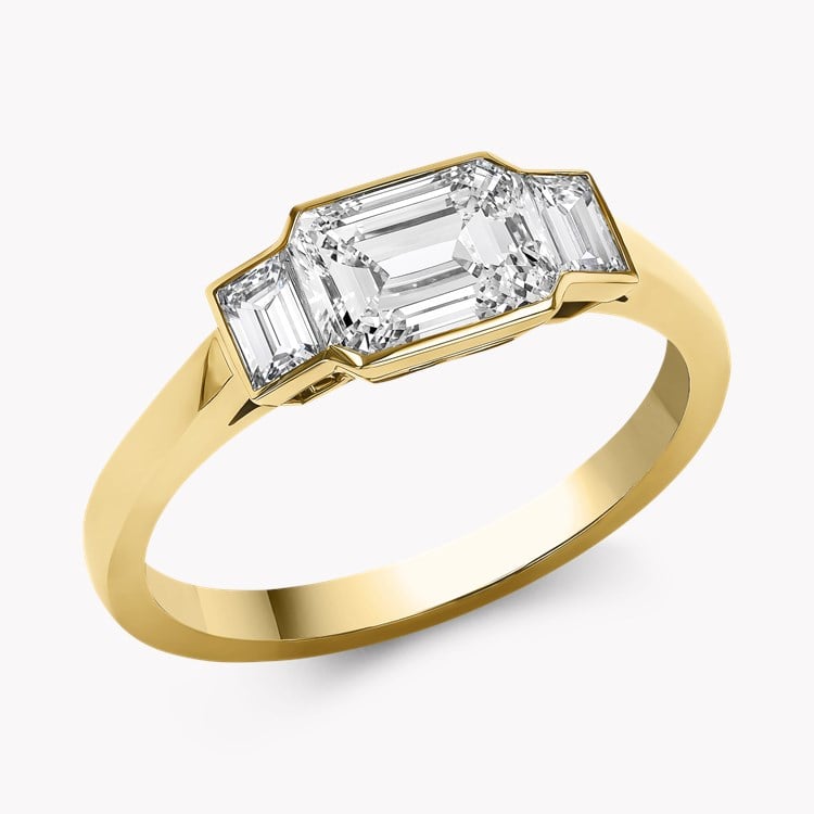 Kingdom 1.58ct Diamond Three Stone Ring Emerald Cut, Rubover Set_1