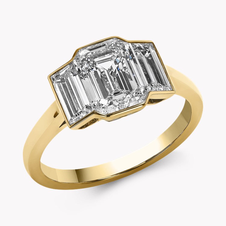 Kingdom 2.80ct Diamond Three Stone Ring Emerald Cut, Rubover Set_1