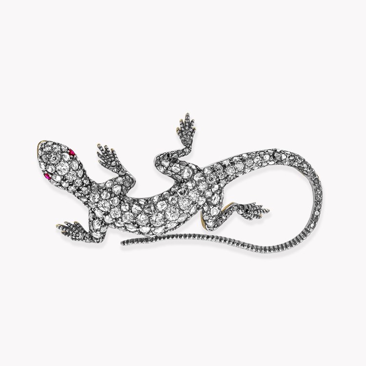 Victorian Diamond Salamander Brooch Old Cut, Claw Set_1