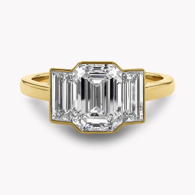 Kingdom 2.80ct Diamond Three Stone Ring Emerald Cut, Rubover Set_2