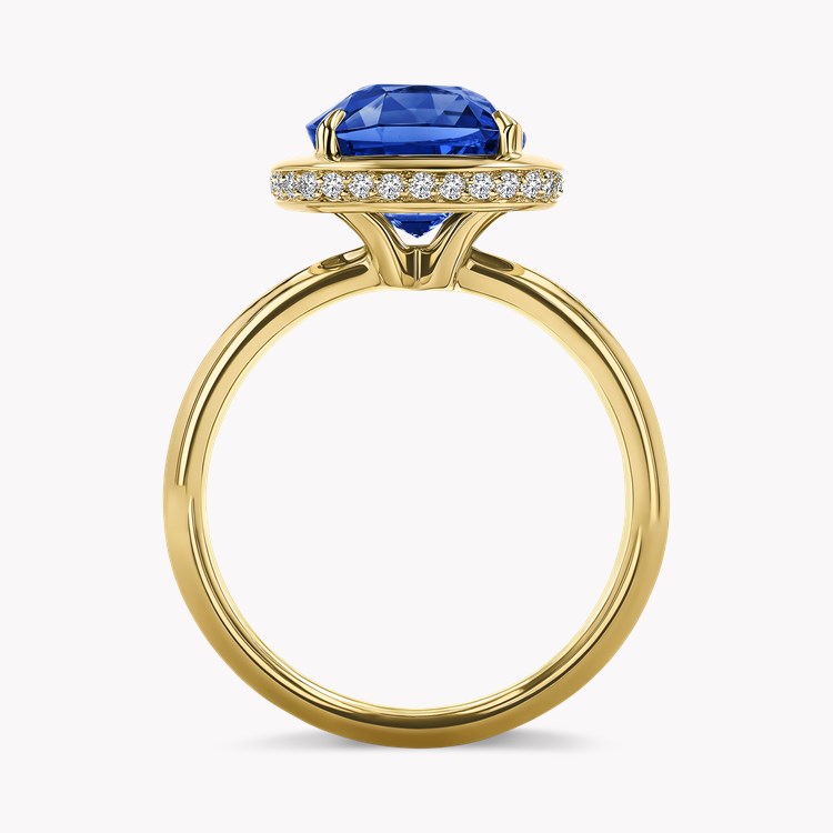 Skimming Stone 4.70ct Sapphire and Diamond Solitaire Ring Cushion Antique Cut, Claw Set_3