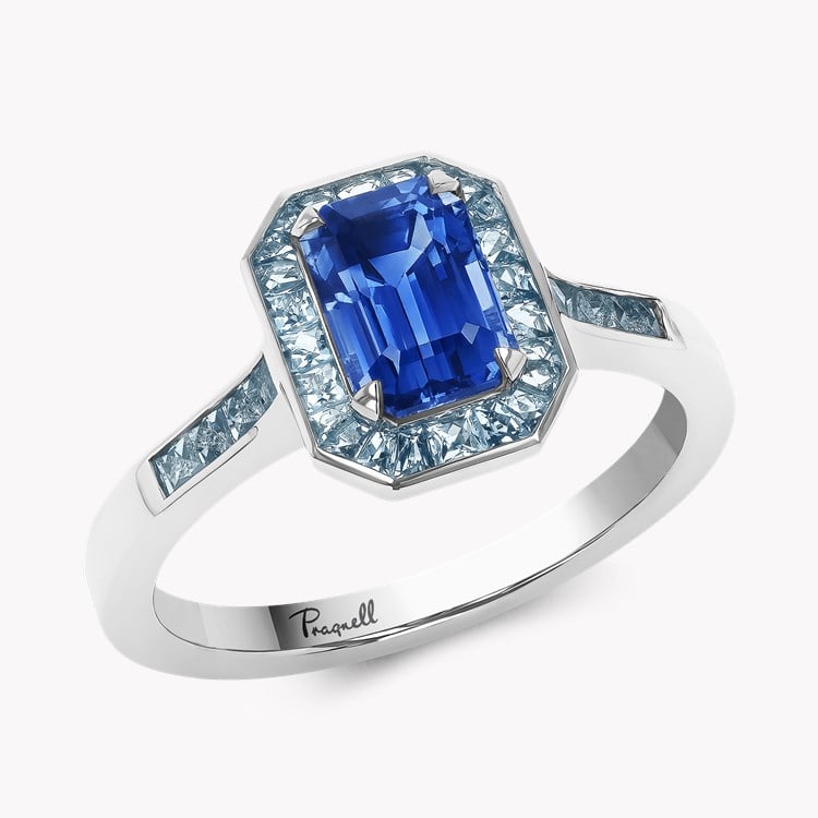 Gatsby 1.66ct Sapphire and Aquamarine Cluster Ring in Platinum 