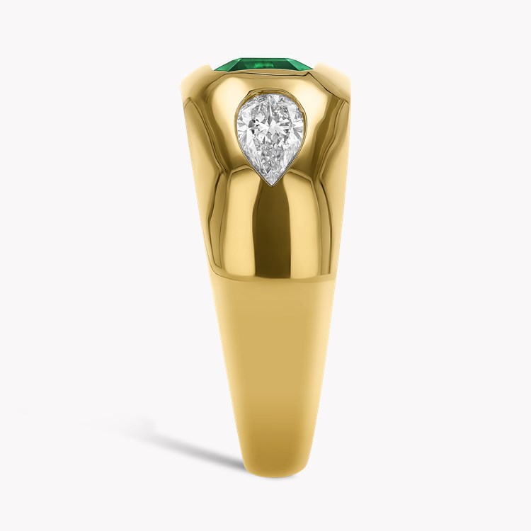 Stellar 1.31ct Emerald and Diamond Bombé Ring Octagon Cut, Rubover Set_4