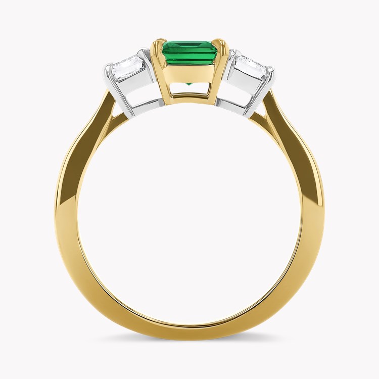 Octagon Cut 0.97ct Colombian Emerald and Diamond Three Stone Ring Octagon Cut, Claw Set_3