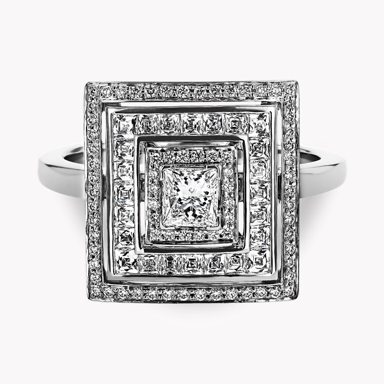 Princess cut Diamond Ripple Ring Princess Cut, Four Claw Set_2