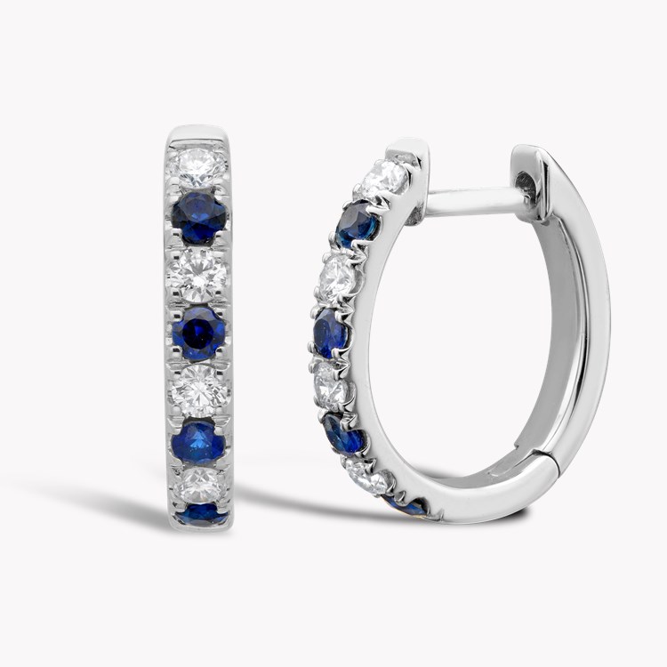 Sapphire & Diamond Half Hoop Earrings Brilliant cut, Claw set_1