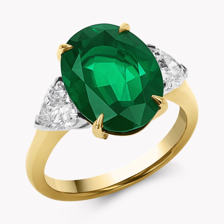 Venus Setting 4.87ct Emerald and Diamond Three Stone Ring Oval Cut, Claw Set_1