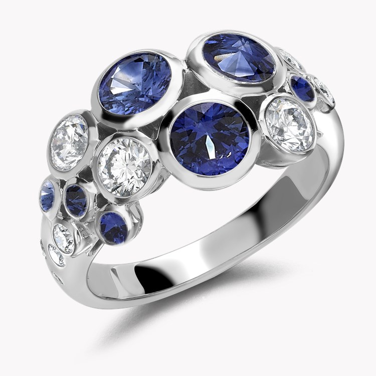 sapphire and diamond bubble ring