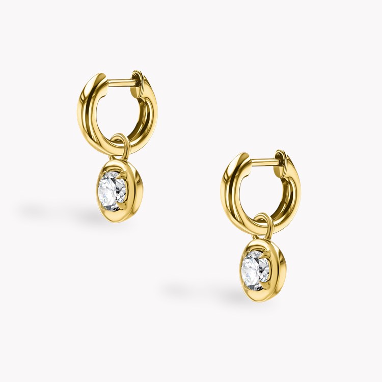 Skimming Stone 1.00ct Diamond Drop Hoop Earrings Brilliant cut, Claw set_3