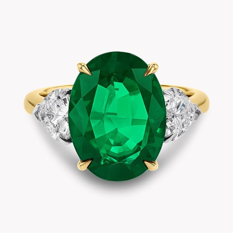 Venus Setting 4.87ct Emerald and Diamond Three Stone Ring Oval Cut, Claw Set_2