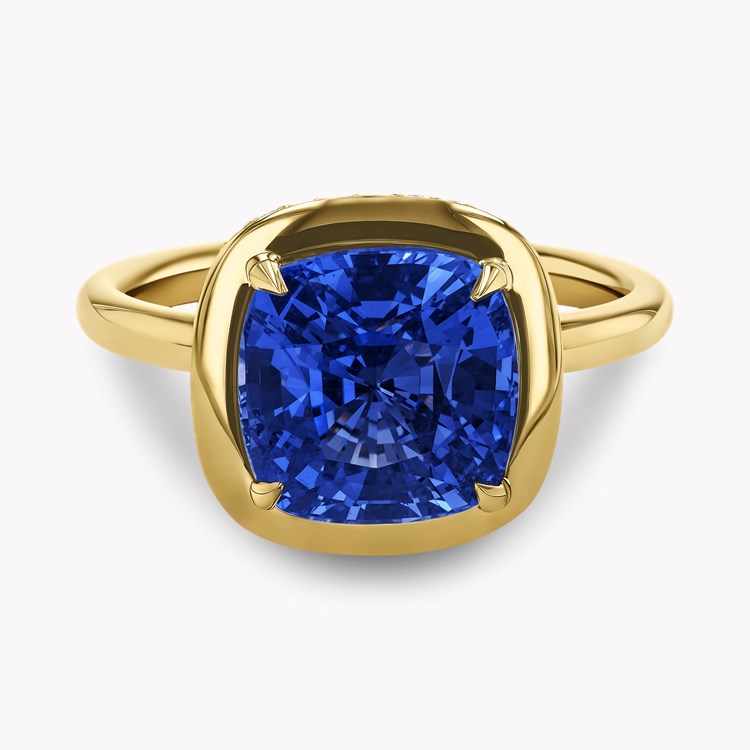 Skimming Stone 4.70ct Sapphire and Diamond Solitaire Ring Cushion Antique Cut, Claw Set_2