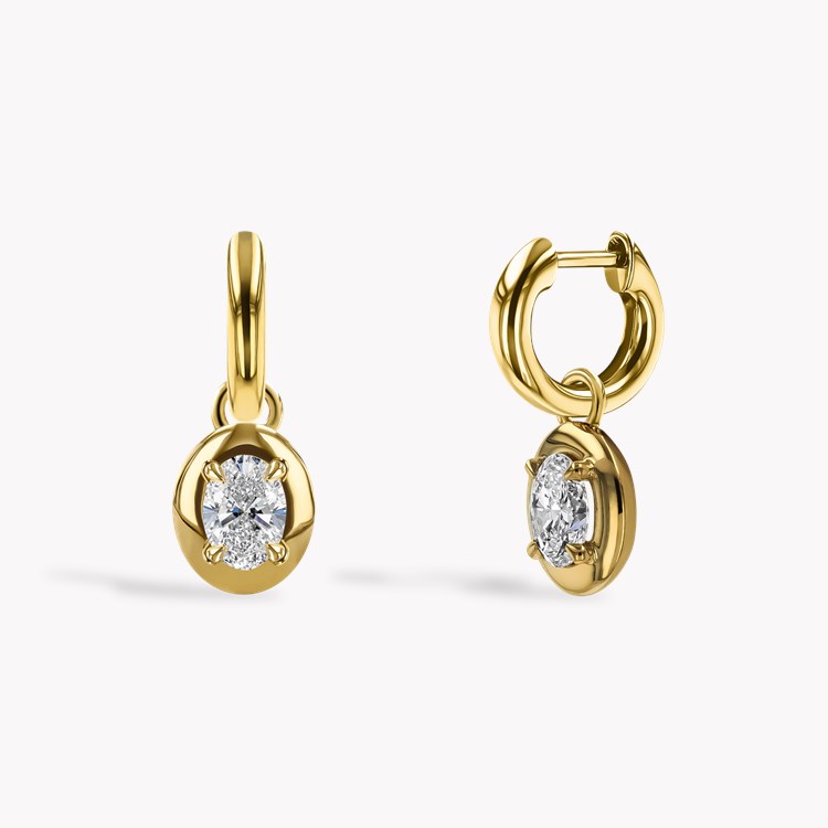 Skimming Stone 1.01ct Oval Diamond Hoop Drop Earrings Oval Cut, Claw Set_1