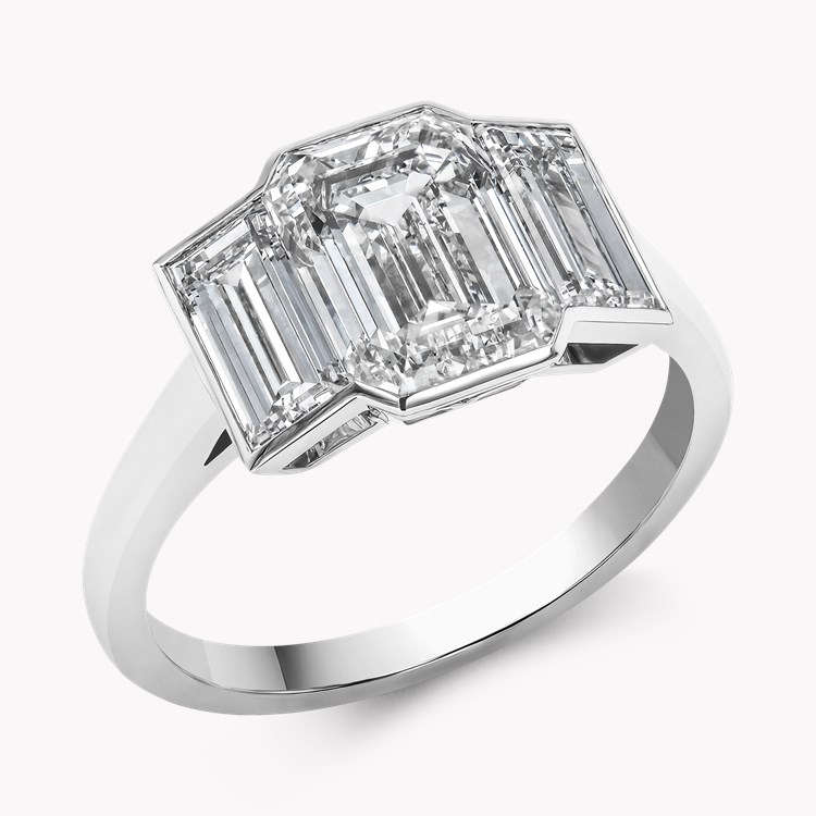 Kingdom 3.58ct Diamond Three Stone Ring Emerald Cut, Rubover Set_1