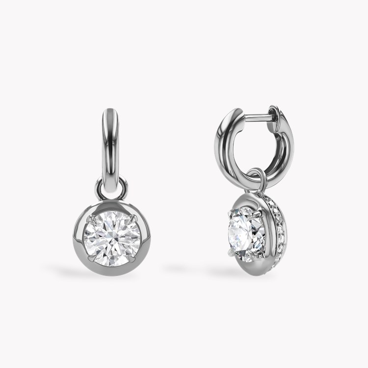 Skimming Stone 2.24ct Diamond Drop Hoop Earrings Brilliant cut, Claw set_1