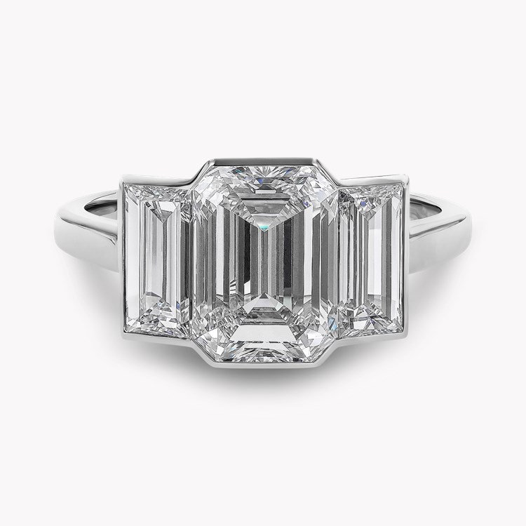 Kingdom 3.58ct Diamond Three Stone Ring Emerald Cut, Rubover Set_2