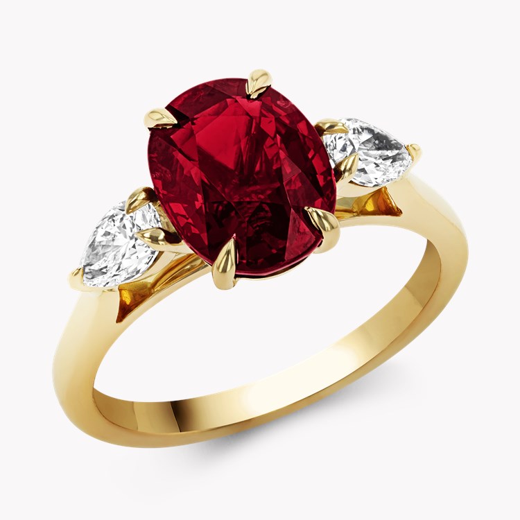 Mozambique 3.03ct Ruby and Diamond Three Stone Ring Oval Cut, Claw Set_1