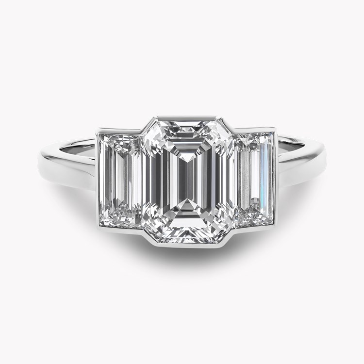 Kingdom 2.71ct Diamond Three Stone Ring Emerald Cut, Rubover Set_2