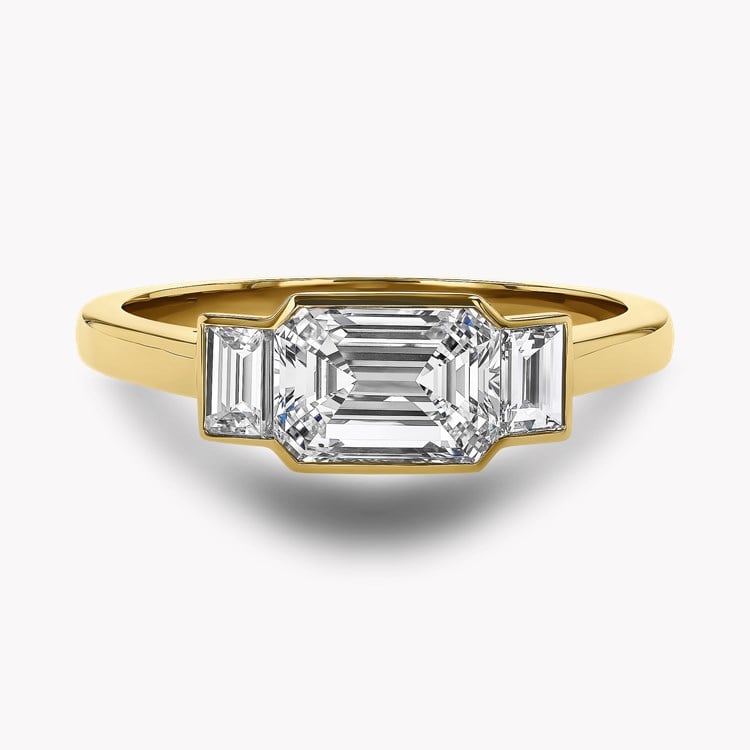 Kingdom 1.58ct Diamond Three Stone Ring Emerald Cut, Rubover Set_2