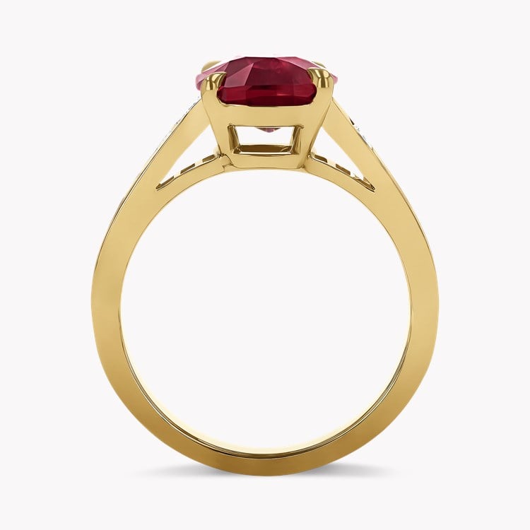 Cushion Cut 3.53ct  Mozambique Ruby and Diamond Ring Cushion & Tapered Baguette Cut, Claw Set_3